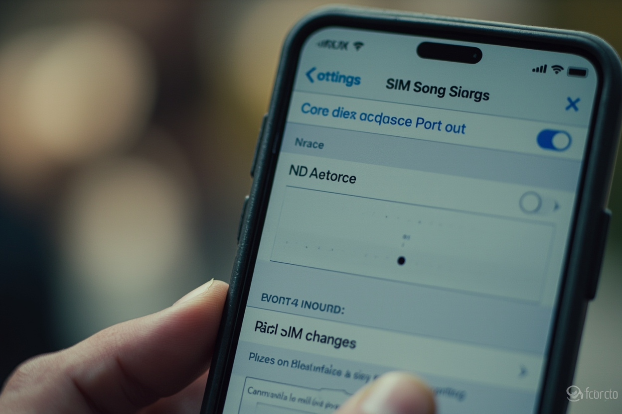 Carrier app settings panel with a toggle to lock SIM changes and port outs